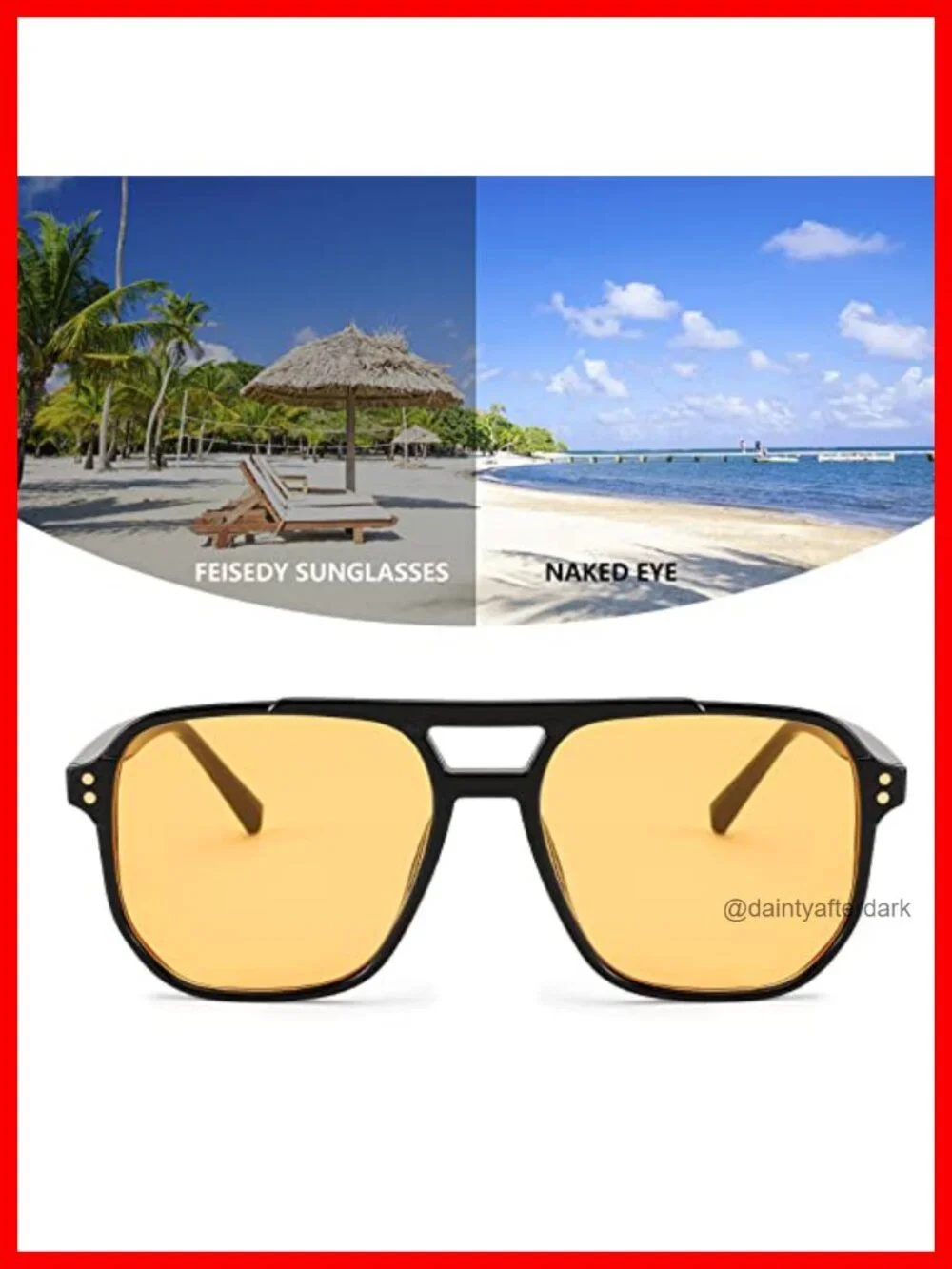 Retro Square Aviator Sunglasses UV400 Protection Plastic Frame